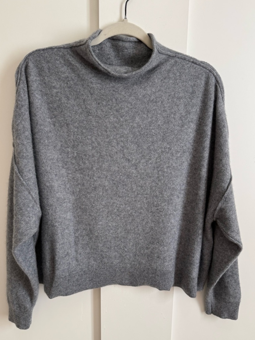 Anthropologie Pilcro Gray Alani Cashmere Sweater Plush Boxy Luxury Roll Neck - Picture 5 of 9
